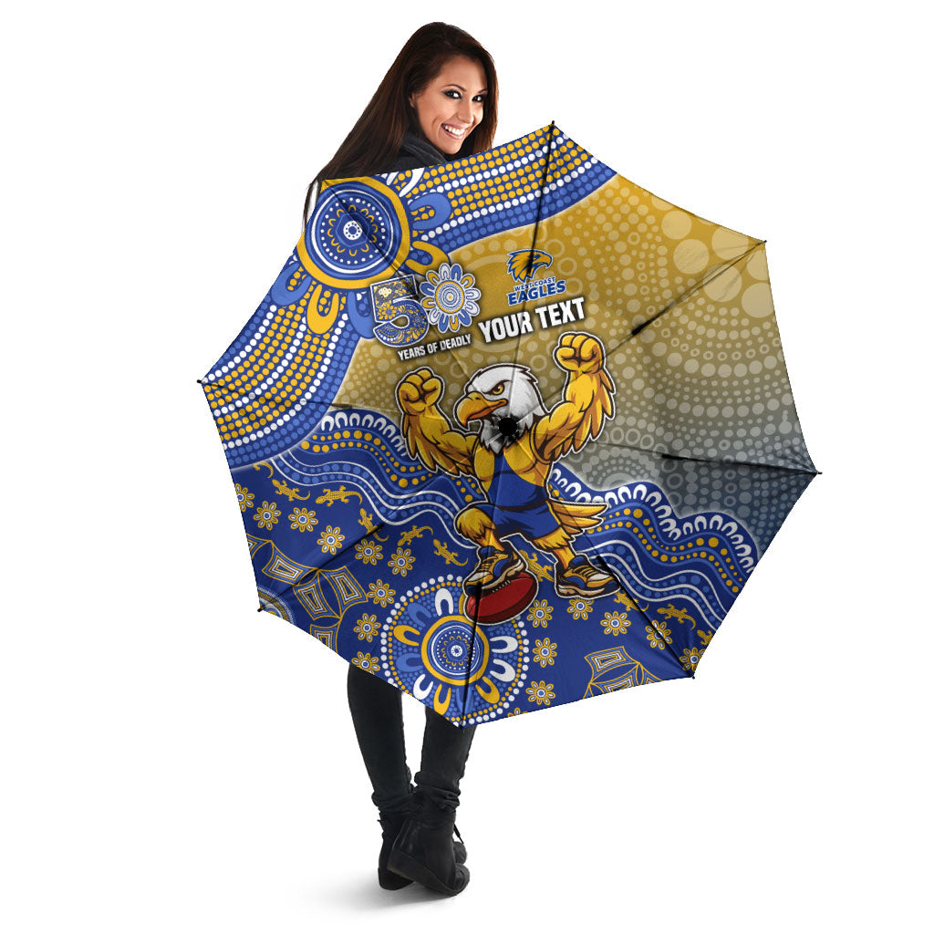 Personalized West Coast Eagles Football Mascot Umbrella Aboriginal Dot Art Style Vibrant Indigenous Pattern Design