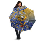 Personalized West Coast Eagles Football Mascot Umbrella Aboriginal Dot Art Style Vibrant Indigenous Pattern Design