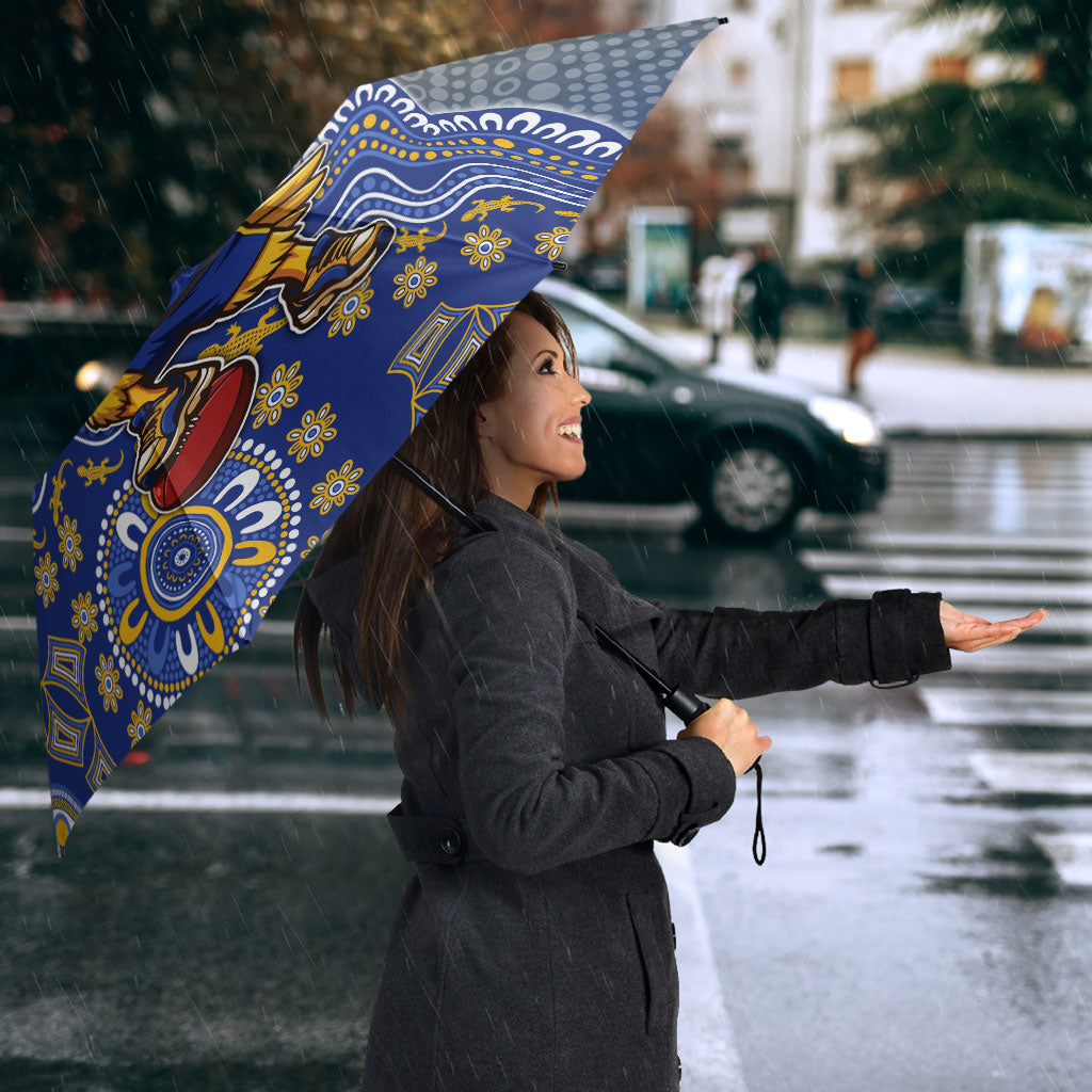 Personalized West Coast Eagles Football Mascot Umbrella Aboriginal Dot Art Style Vibrant Indigenous Pattern Design