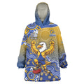 Personalized West Coast Eagles Football Mascot Wearable Blanket Hoodie Aboriginal Dot Art Style Vibrant Indigenous Pattern Design