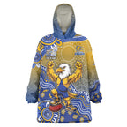 Personalized West Coast Eagles Football Mascot Wearable Blanket Hoodie Aboriginal Dot Art Style Vibrant Indigenous Pattern Design