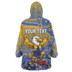 Personalized West Coast Eagles Football Mascot Wearable Blanket Hoodie Aboriginal Dot Art Style Vibrant Indigenous Pattern Design