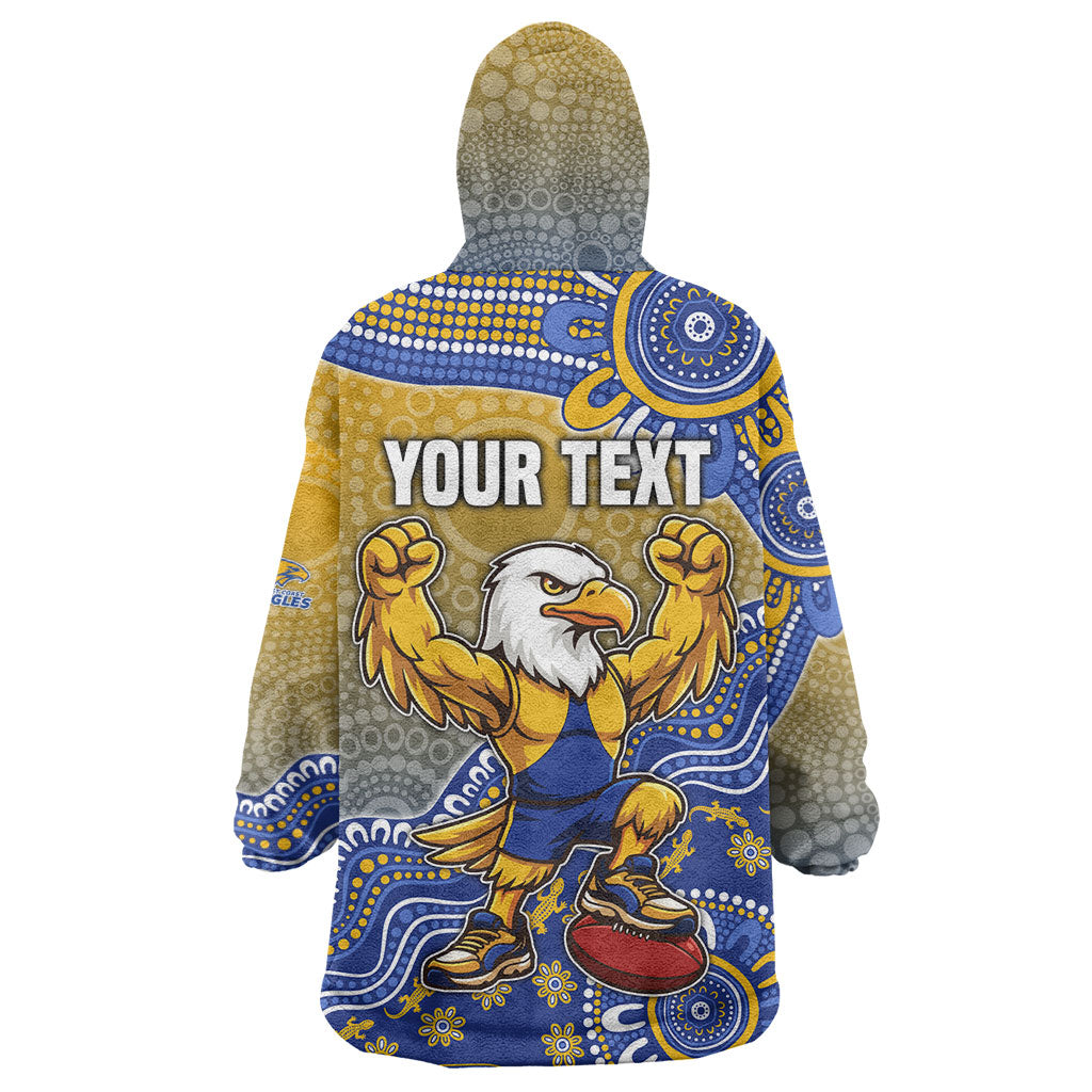 Personalized West Coast Eagles Football Mascot Wearable Blanket Hoodie Aboriginal Dot Art Style Vibrant Indigenous Pattern Design