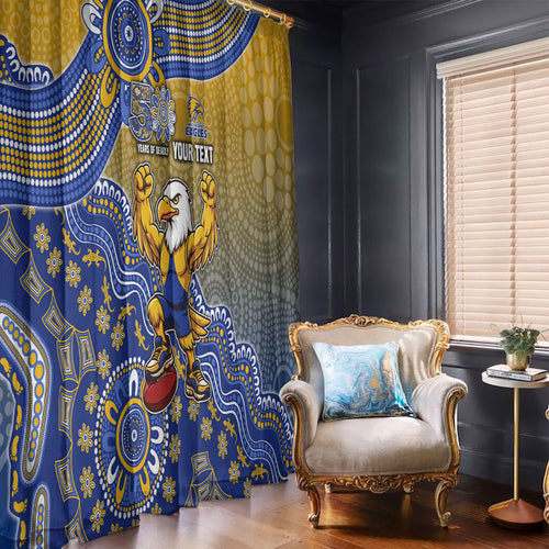 Personalized West Coast Eagles Football Mascot Window Curtain Aboriginal Dot Art Style Vibrant Indigenous Pattern Design