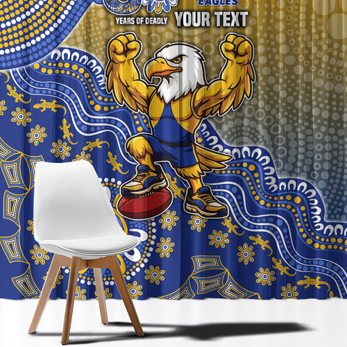 Personalized West Coast Eagles Football Mascot Window Curtain Aboriginal Dot Art Style Vibrant Indigenous Pattern Design