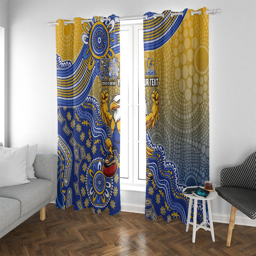 Personalized West Coast Eagles Football Mascot Window Curtain Aboriginal Dot Art Style Vibrant Indigenous Pattern Design