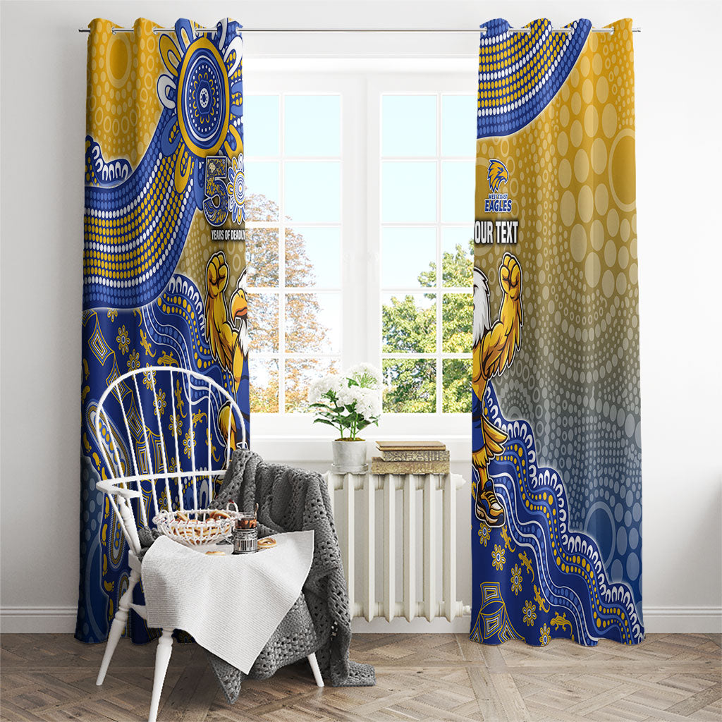Personalized West Coast Eagles Football Mascot Window Curtain Aboriginal Dot Art Style Vibrant Indigenous Pattern Design
