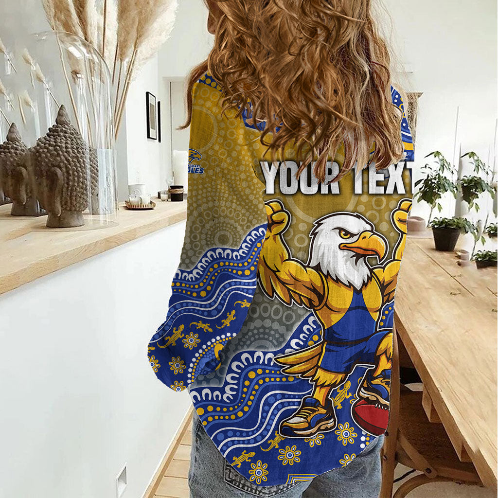 Personalized West Coast Eagles Football Mascot Women Casual Shirt Aboriginal Dot Art Style Vibrant Indigenous Pattern Design