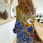 Personalized West Coast Eagles Football Mascot Women Casual Shirt Aboriginal Dot Art Style Vibrant Indigenous Pattern Design