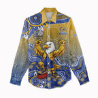 Personalized West Coast Eagles Football Mascot Women Casual Shirt Aboriginal Dot Art Style Vibrant Indigenous Pattern Design