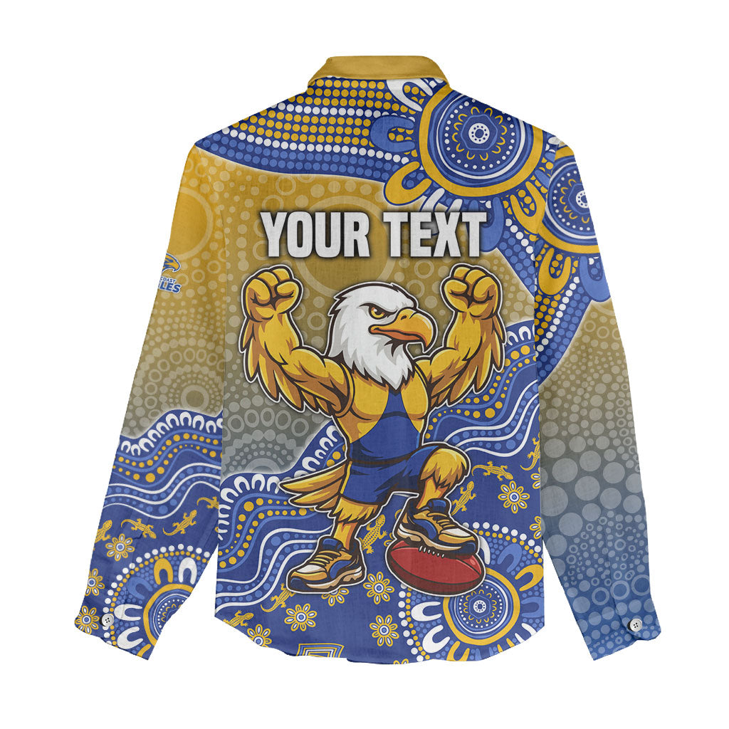 Personalized West Coast Eagles Football Mascot Women Casual Shirt Aboriginal Dot Art Style Vibrant Indigenous Pattern Design