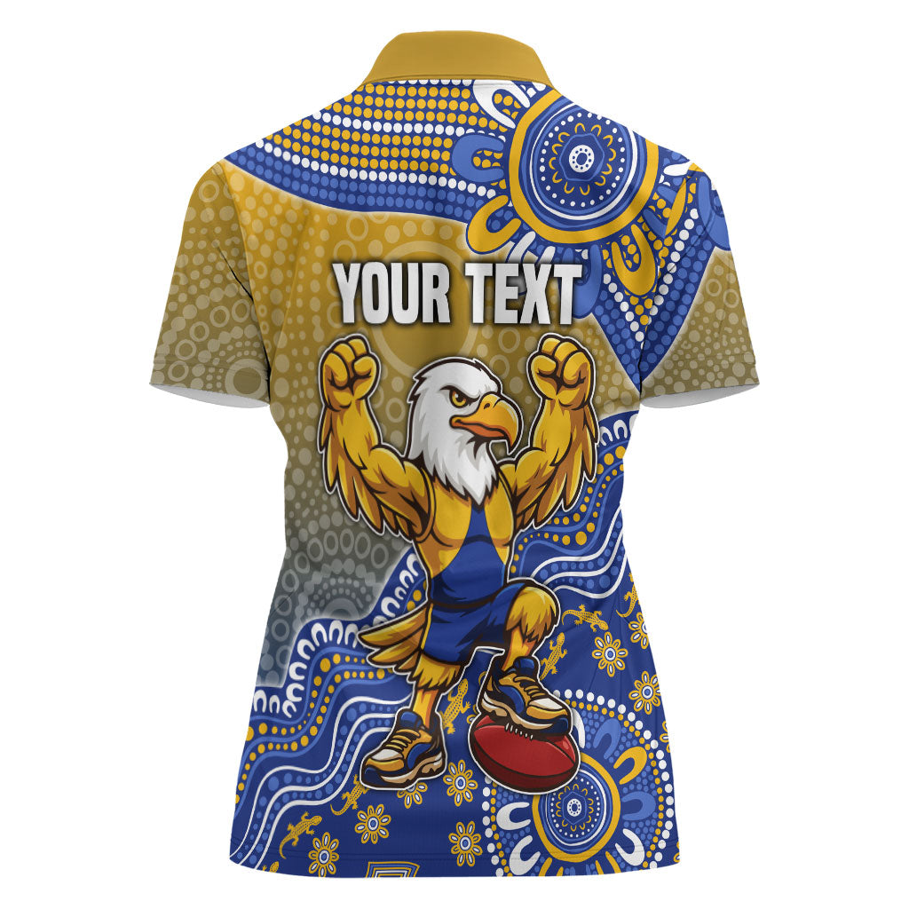 Personalized West Coast Eagles Football Mascot Women Polo Shirt Aboriginal Dot Art Style Vibrant Indigenous Pattern Design