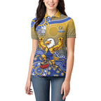 Personalized West Coast Eagles Football Mascot Women Polo Shirt Aboriginal Dot Art Style Vibrant Indigenous Pattern Design