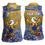Personalized West Coast Eagles Football Mascot Women Sleeveless Polo Shirt Aboriginal Dot Art Style Vibrant Indigenous Pattern Design