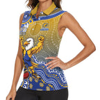 Personalized West Coast Eagles Football Mascot Women Sleeveless Polo Shirt Aboriginal Dot Art Style Vibrant Indigenous Pattern Design