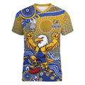 Personalized West Coast Eagles Football Mascot Women V-Neck T-Shirt Aboriginal Dot Art Style Vibrant Indigenous Pattern Design