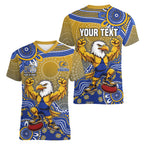 Personalized West Coast Eagles Football Mascot Women V-Neck T-Shirt Aboriginal Dot Art Style Vibrant Indigenous Pattern Design