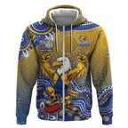 Personalized West Coast Eagles Football Mascot Zip Hoodie Aboriginal Dot Art Style Vibrant Indigenous Pattern Design