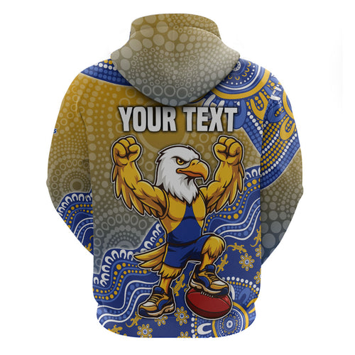 Personalized West Coast Eagles Football Mascot Zip Hoodie Aboriginal Dot Art Style Vibrant Indigenous Pattern Design