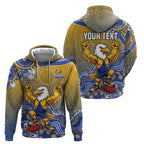 Personalized West Coast Eagles Football Mascot Zip Hoodie Aboriginal Dot Art Style Vibrant Indigenous Pattern Design