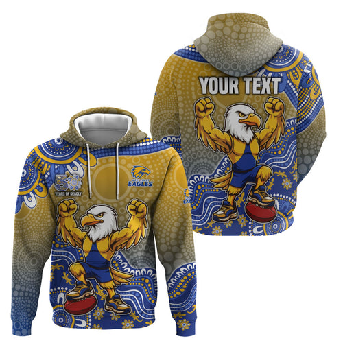 Personalized West Coast Eagles Football Mascot Zip Hoodie Aboriginal Dot Art Style Vibrant Indigenous Pattern Design
