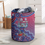 Personalized Western Bulldogs Football Mascot Laundry Basket Aboriginal Dot Art Style Vibrant Indigenous Pattern Design