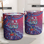 Personalized Western Bulldogs Football Mascot Laundry Basket Aboriginal Dot Art Style Vibrant Indigenous Pattern Design