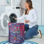 Personalized Western Bulldogs Football Mascot Laundry Basket Aboriginal Dot Art Style Vibrant Indigenous Pattern Design