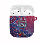 Personalized Western Bulldogs Football Mascot AirPods Case Aboriginal Dot Art Style Vibrant Indigenous Pattern Design