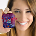 Personalized Western Bulldogs Football Mascot AirPods Case Aboriginal Dot Art Style Vibrant Indigenous Pattern Design