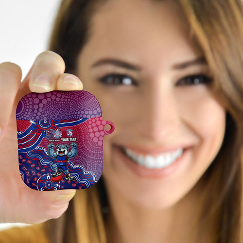 Personalized Western Bulldogs Football Mascot AirPods Case Aboriginal Dot Art Style Vibrant Indigenous Pattern Design