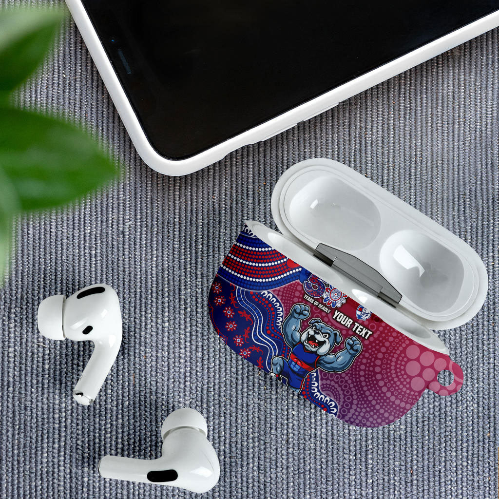 Personalized Western Bulldogs Football Mascot AirPods Case Aboriginal Dot Art Style Vibrant Indigenous Pattern Design