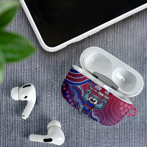 Personalized Western Bulldogs Football Mascot AirPods Case Aboriginal Dot Art Style Vibrant Indigenous Pattern Design