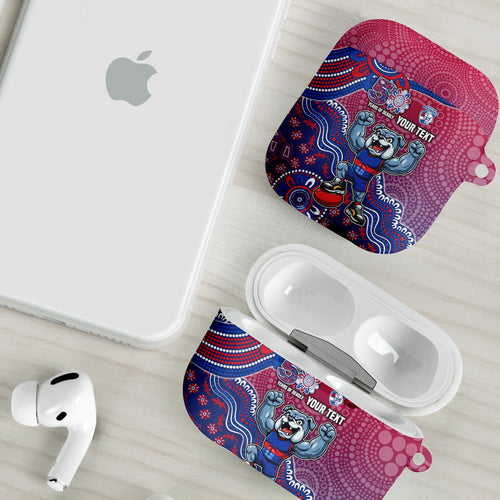 Personalized Western Bulldogs Football Mascot AirPods Case Aboriginal Dot Art Style Vibrant Indigenous Pattern Design