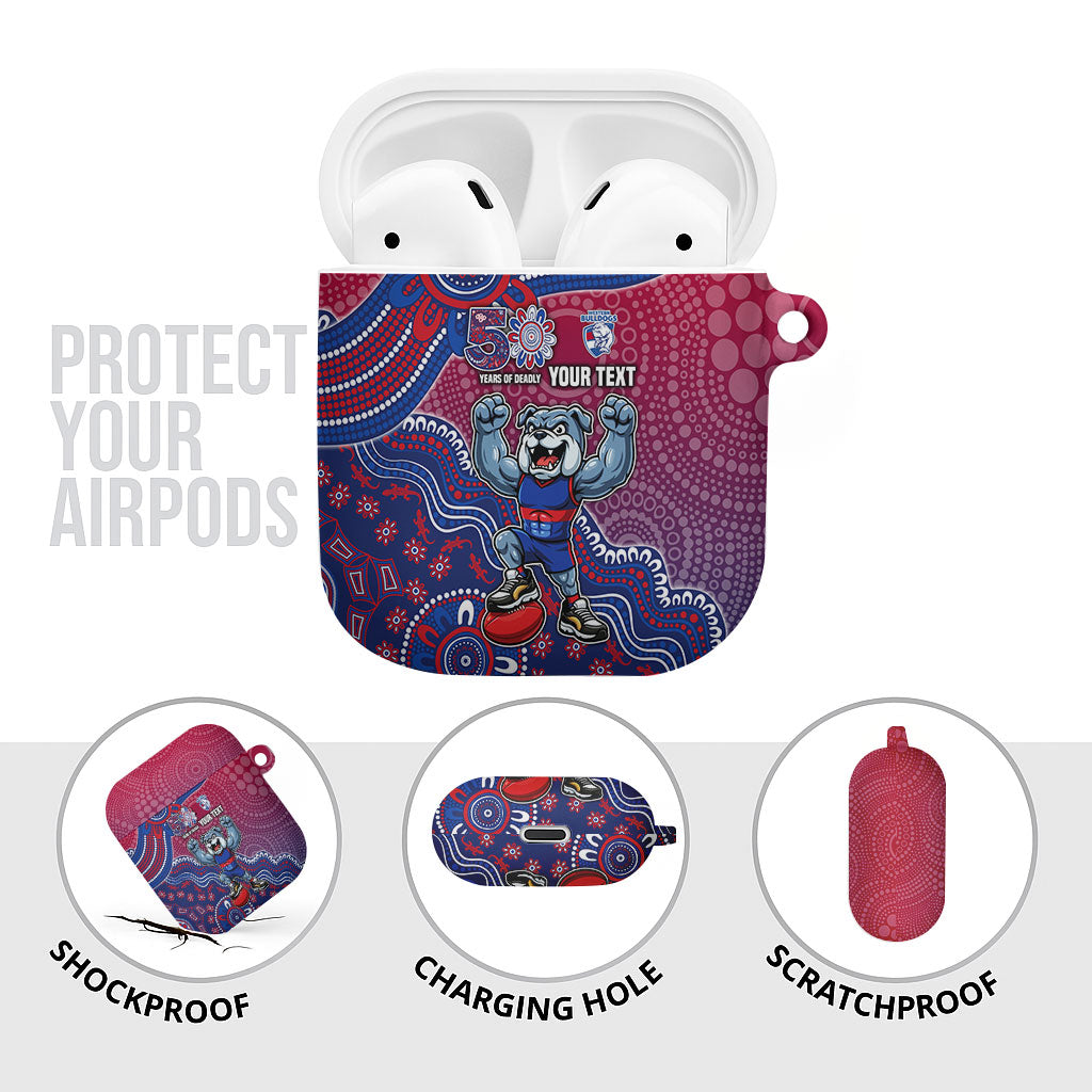 Personalized Western Bulldogs Football Mascot AirPods Case Aboriginal Dot Art Style Vibrant Indigenous Pattern Design