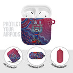 Personalized Western Bulldogs Football Mascot AirPods Case Aboriginal Dot Art Style Vibrant Indigenous Pattern Design