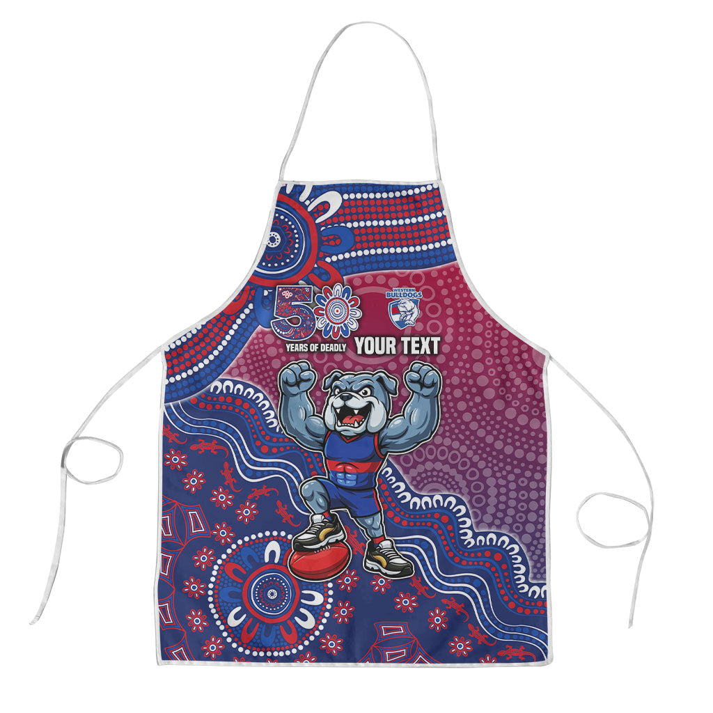 Personalized Western Bulldogs Football Mascot Apron Aboriginal Dot Art Style Vibrant Indigenous Pattern Design