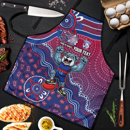 Personalized Western Bulldogs Football Mascot Apron Aboriginal Dot Art Style Vibrant Indigenous Pattern Design