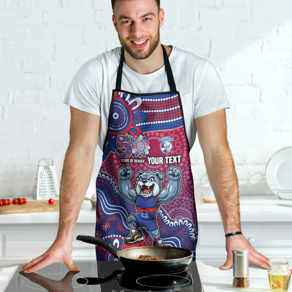 Personalized Western Bulldogs Football Mascot Apron Aboriginal Dot Art Style Vibrant Indigenous Pattern Design