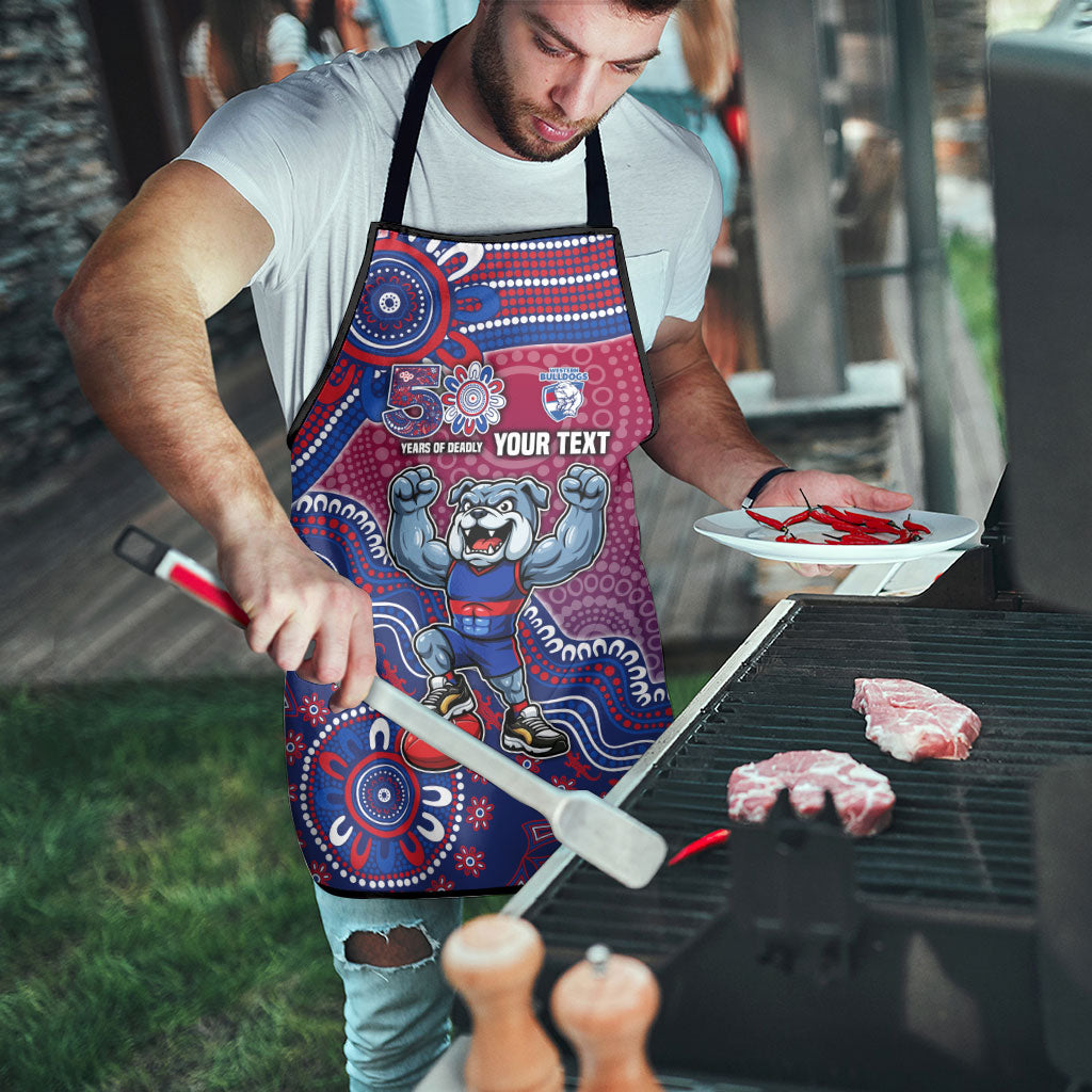 Personalized Western Bulldogs Football Mascot Apron Aboriginal Dot Art Style Vibrant Indigenous Pattern Design