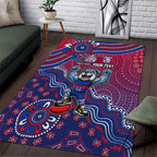 Personalized Western Bulldogs Football Mascot Area Rug Aboriginal Dot Art Style Vibrant Indigenous Pattern Design