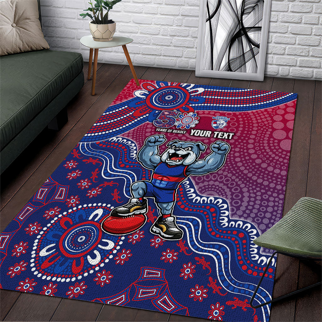Personalized Western Bulldogs Football Mascot Area Rug Aboriginal Dot Art Style Vibrant Indigenous Pattern Design