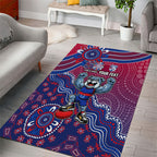 Personalized Western Bulldogs Football Mascot Area Rug Aboriginal Dot Art Style Vibrant Indigenous Pattern Design