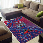 Personalized Western Bulldogs Football Mascot Area Rug Aboriginal Dot Art Style Vibrant Indigenous Pattern Design