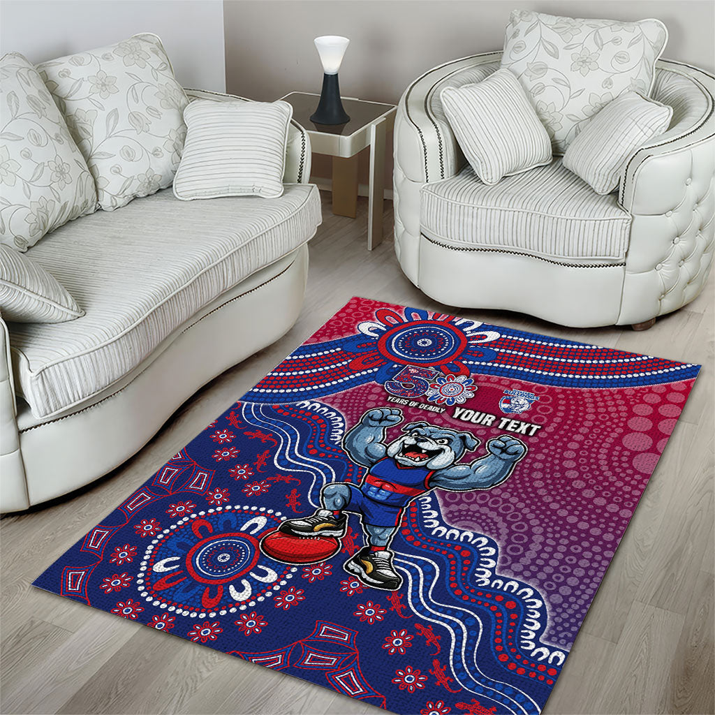 Personalized Western Bulldogs Football Mascot Area Rug Aboriginal Dot Art Style Vibrant Indigenous Pattern Design