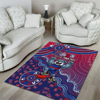 Personalized Western Bulldogs Football Mascot Area Rug Aboriginal Dot Art Style Vibrant Indigenous Pattern Design