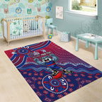 Personalized Western Bulldogs Football Mascot Area Rug Aboriginal Dot Art Style Vibrant Indigenous Pattern Design
