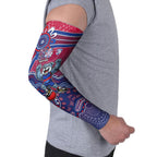 Personalized Western Bulldogs Football Mascot Arm Sleeves Aboriginal Dot Art Style Vibrant Indigenous Pattern Design