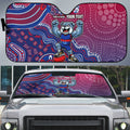 Personalized Western Bulldogs Football Mascot Auto Sun Shade Aboriginal Dot Art Style Vibrant Indigenous Pattern Design