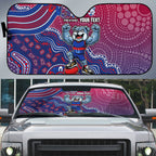 Personalized Western Bulldogs Football Mascot Auto Sun Shade Aboriginal Dot Art Style Vibrant Indigenous Pattern Design